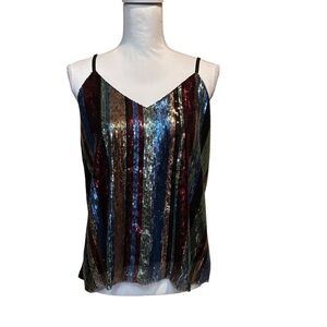 Lavish Multicolor Sequin Spaghetti Strap Blouse‎ size large